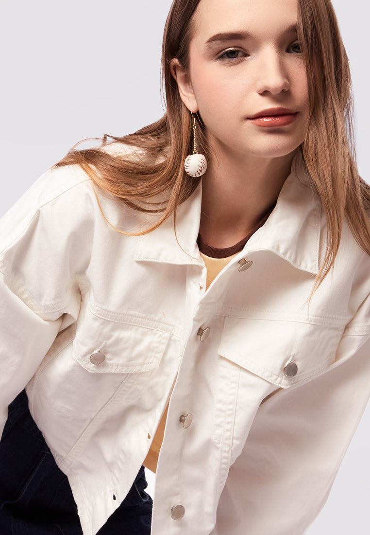 Crop Oversized Utility Denim Jacket