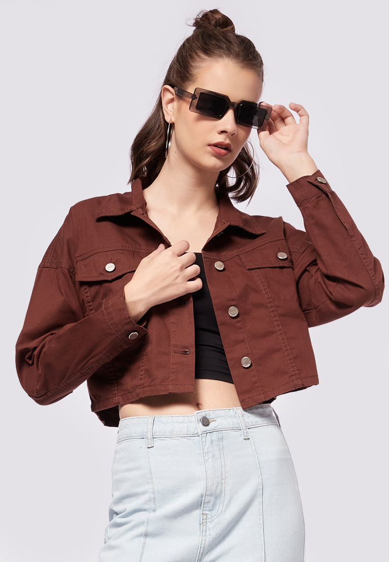 Crop Oversized Utility Denim Jacket
