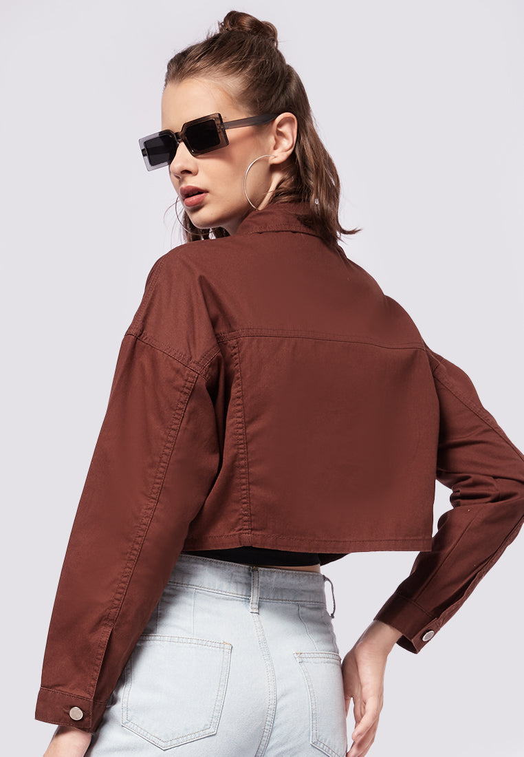 Crop Oversized Utility Denim Jacket