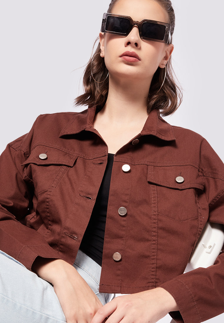 Crop Oversized Utility Denim Jacket