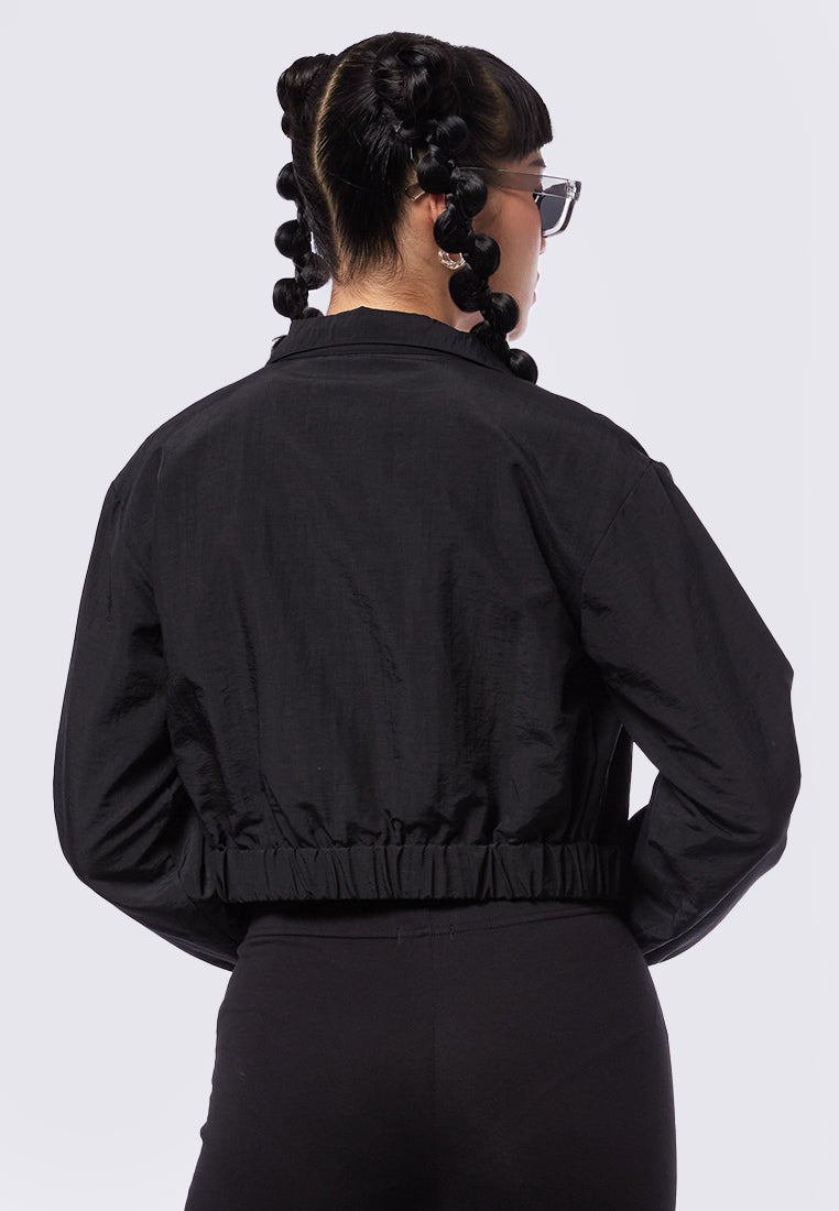 Zip Up Drop Shoulder Crop Jacket