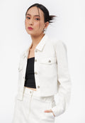 Contrast Stitching Long Sleeve Jacket Off White