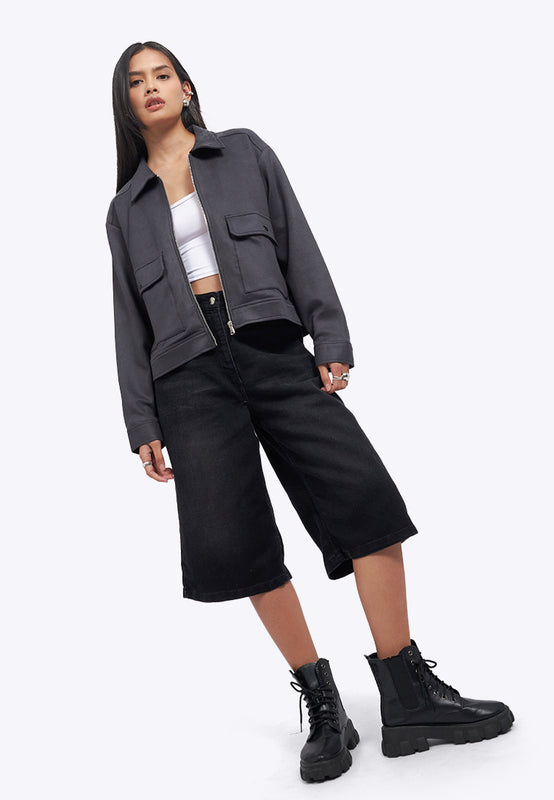 Collared Jacket with Zipper