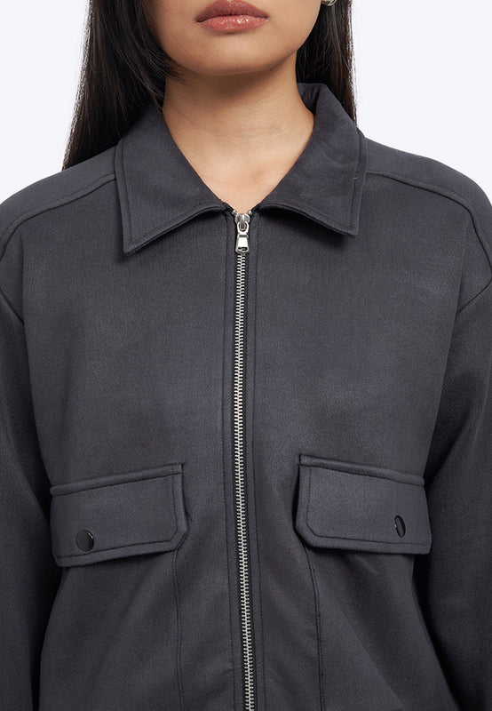 Collared Jacket with Zipper