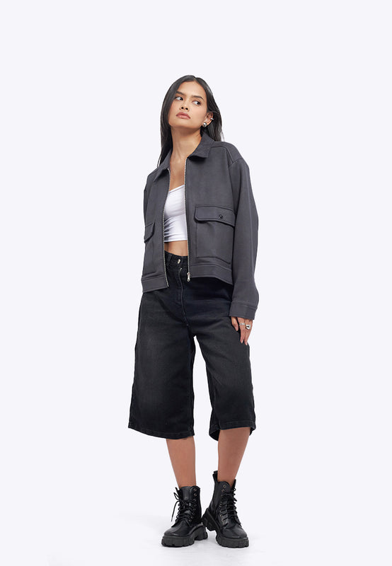 Collared Jacket with Zipper