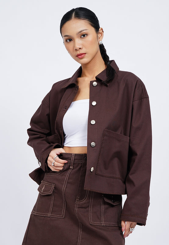 Oversized Contrast Stitch Jacket