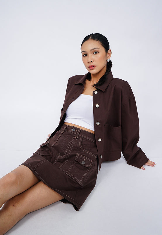 Oversized Contrast Stitch Jacket