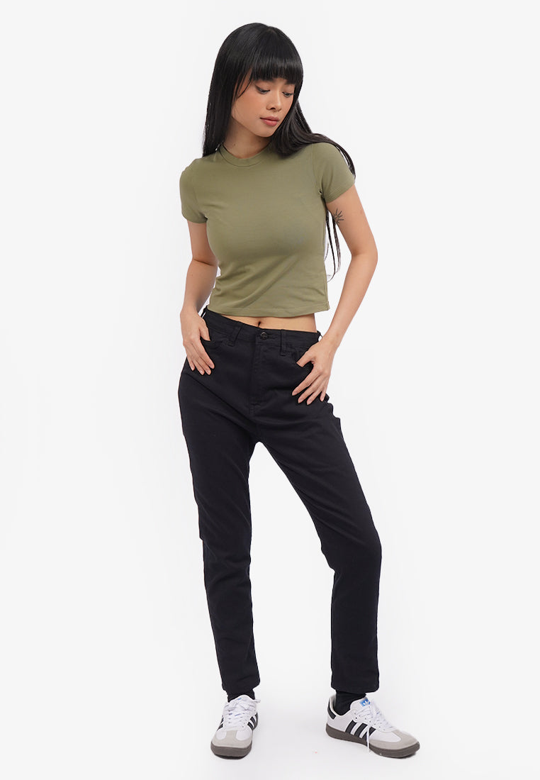 Slim Fit Basic Denim Pants Black