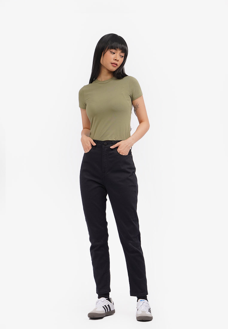 Slim Fit Basic Denim Pants Black