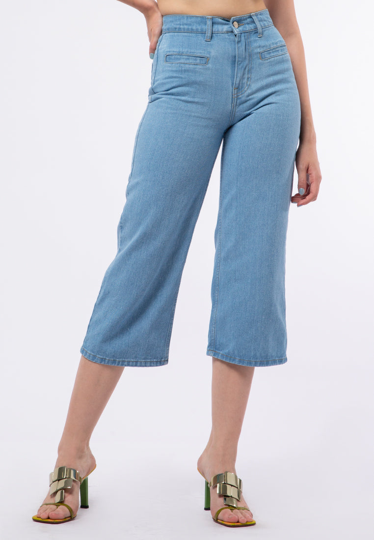 Denim Culotte with Front Pocket