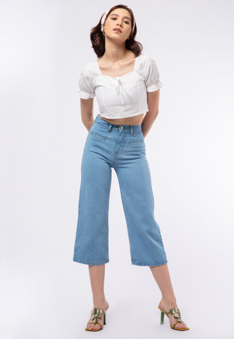 Denim Culotte with Front Pocket