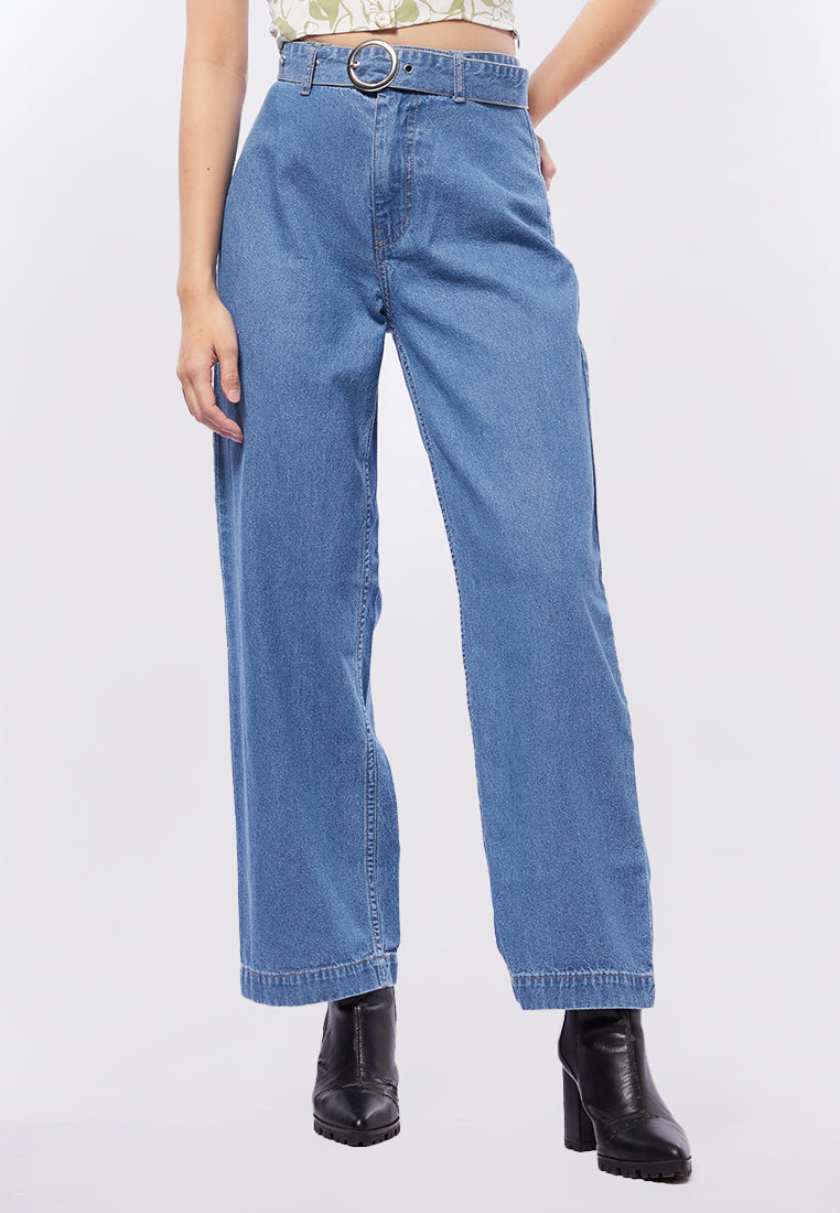 Wide Leg Denim with Belt Details