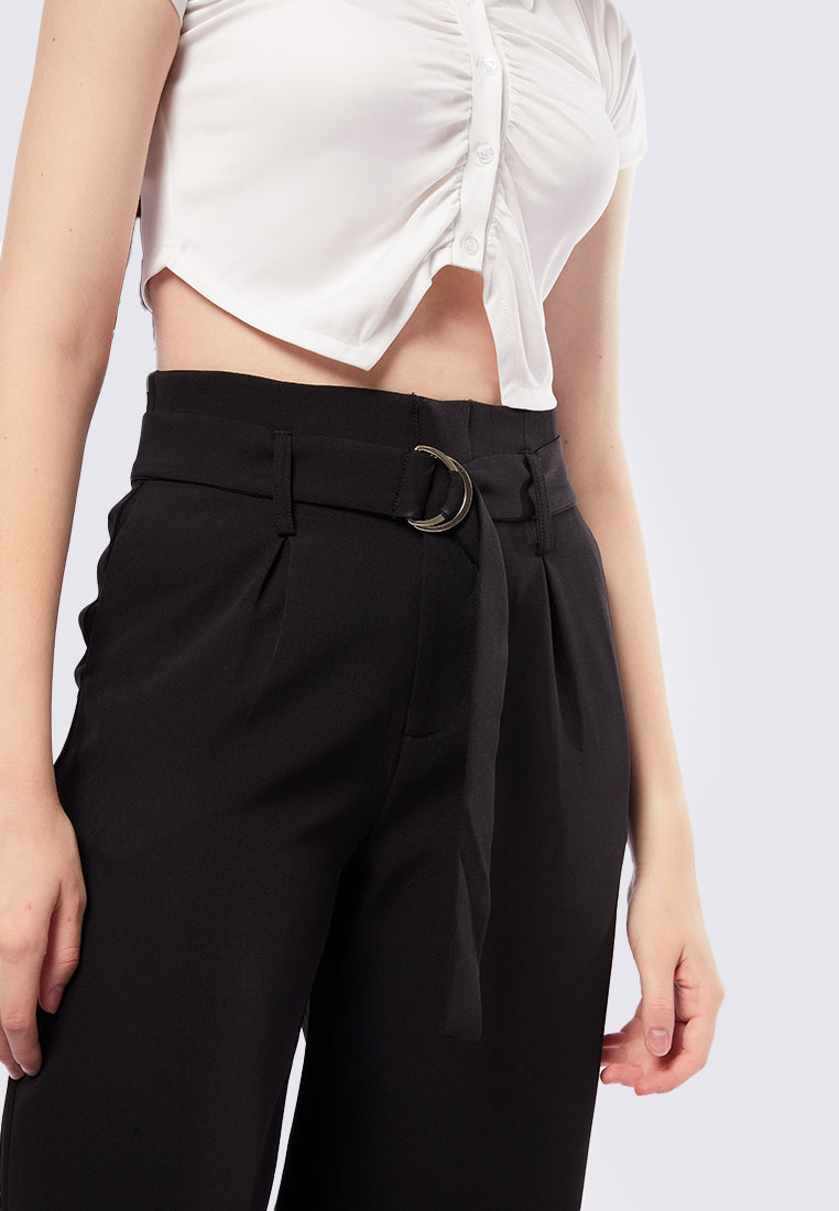 Wide Leg Pants with Front Belt