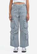 Wide Leg Multi Pocket Denim Pants L.Blue