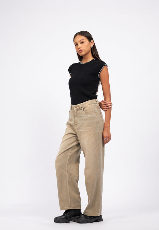 High Waist Straight Denim Pants