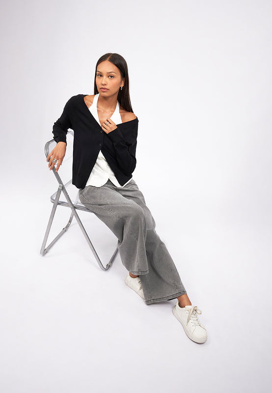 Double Waistband Wide Leg Jeans