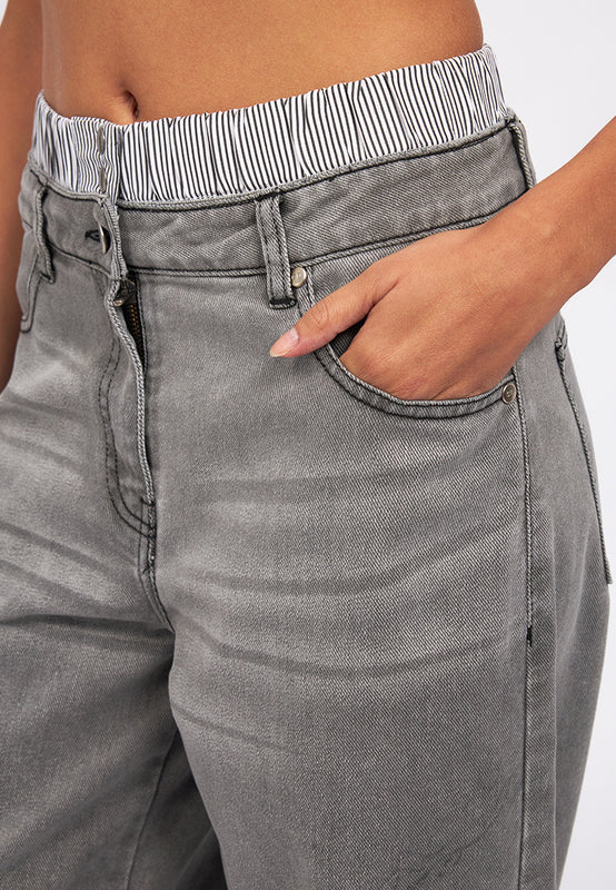 Double Waistband Wide Leg Jeans