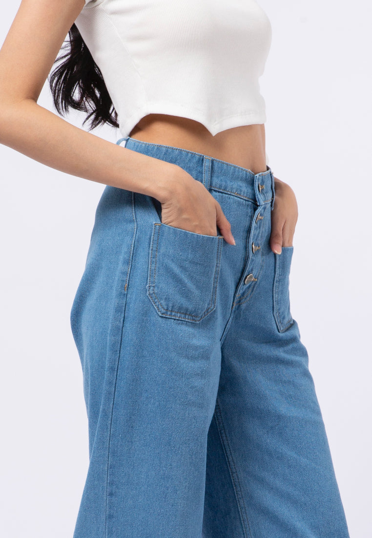 Button Up Denim Pants
