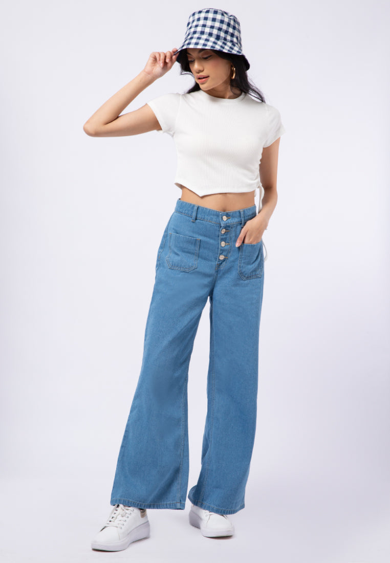 Button Up Denim Pants