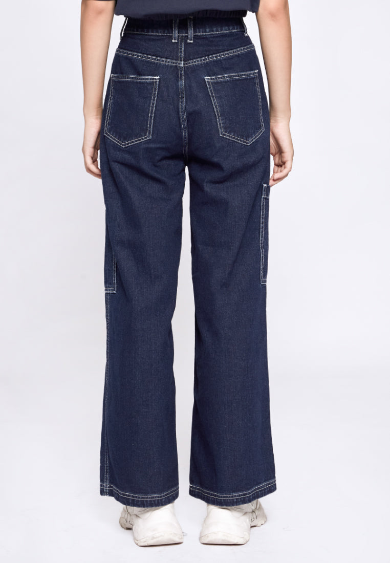 High Waist Colorblock Denim Pants