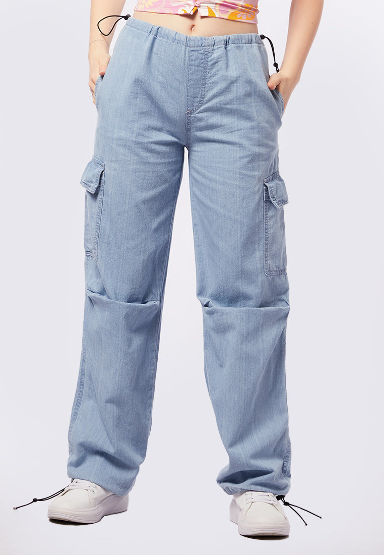 Parachute Denim Pants with Side Pocket