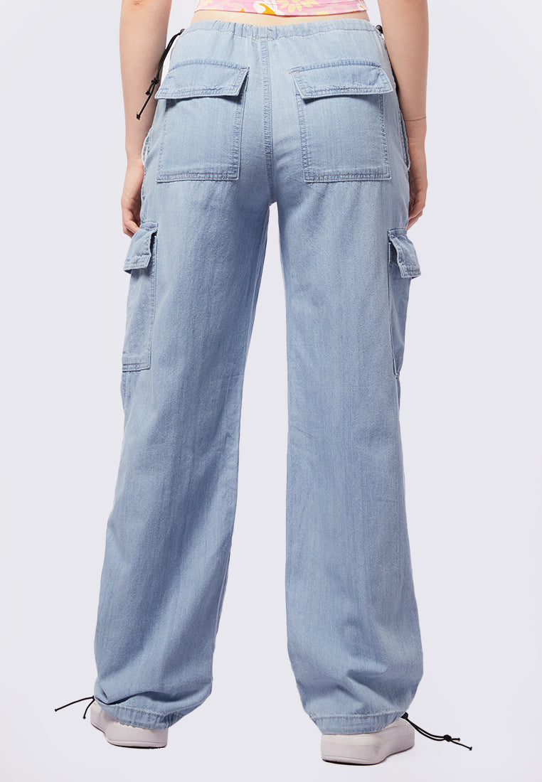Parachute Denim Pants with Side Pocket