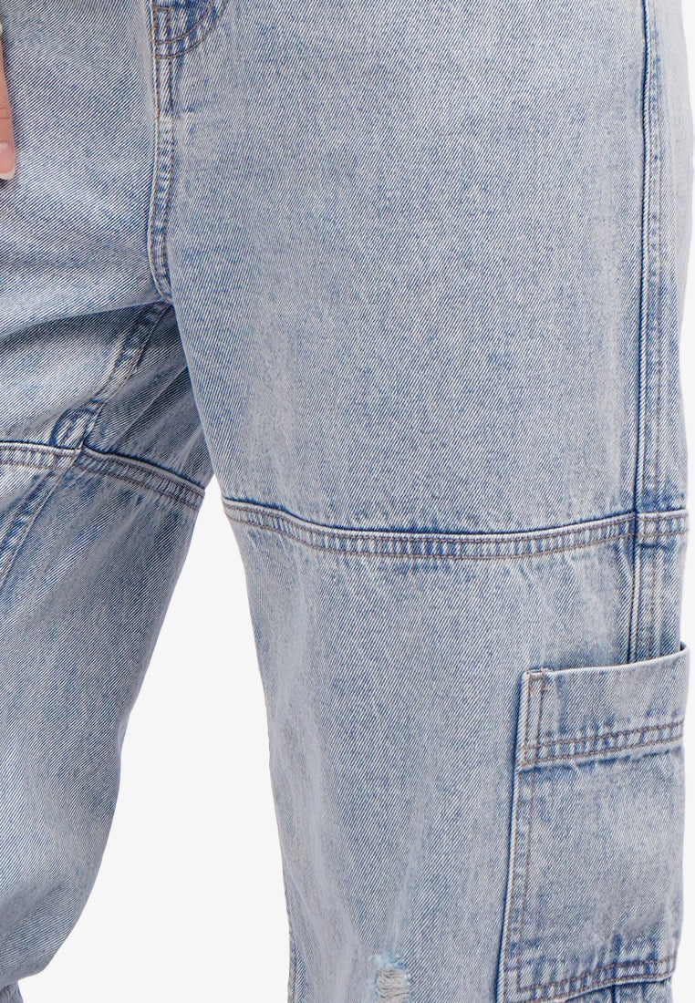 Ripped Cargo Denim Pants