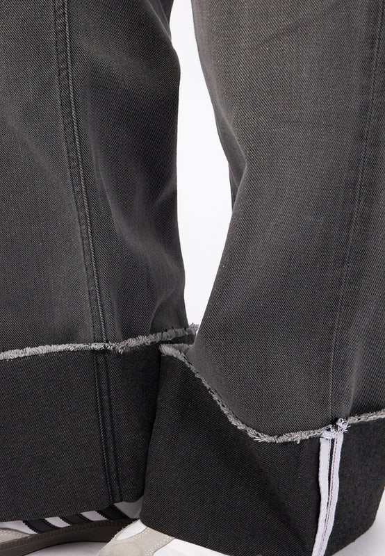 Rolled Up Wide Leg Denim Pants