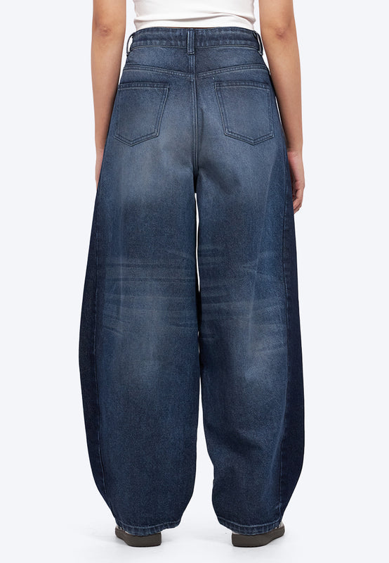 Two Tone Barrel Denim Pants