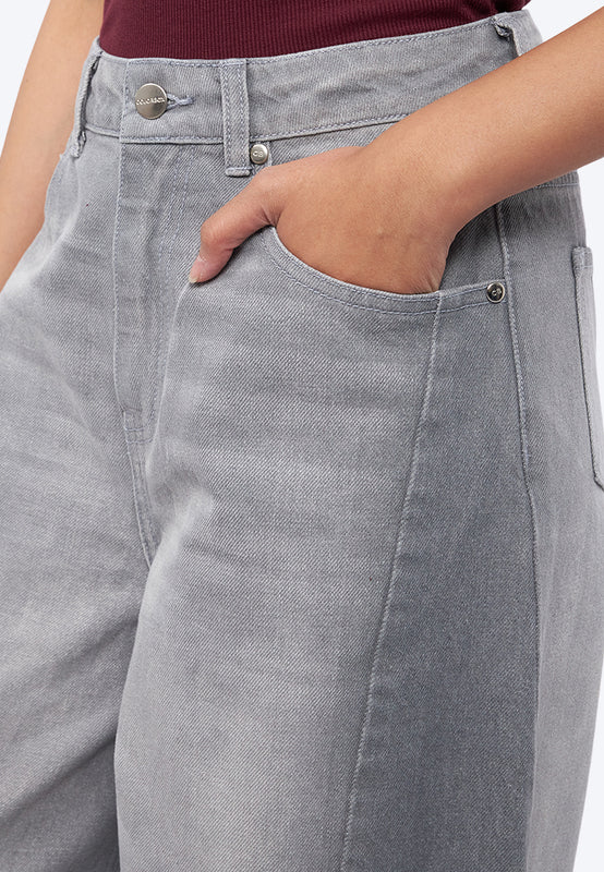 Two Tone Barrel Denim Pants