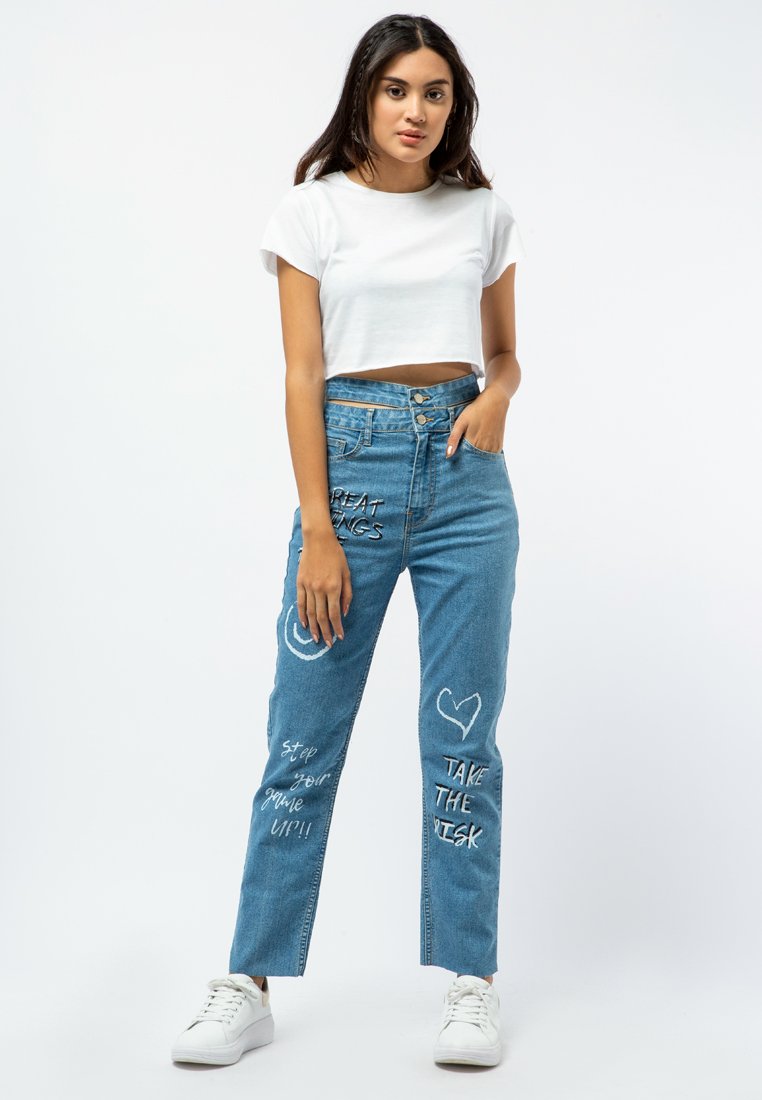 Printed Mom Jeans