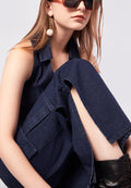 High Waist Cargo Denim Pants