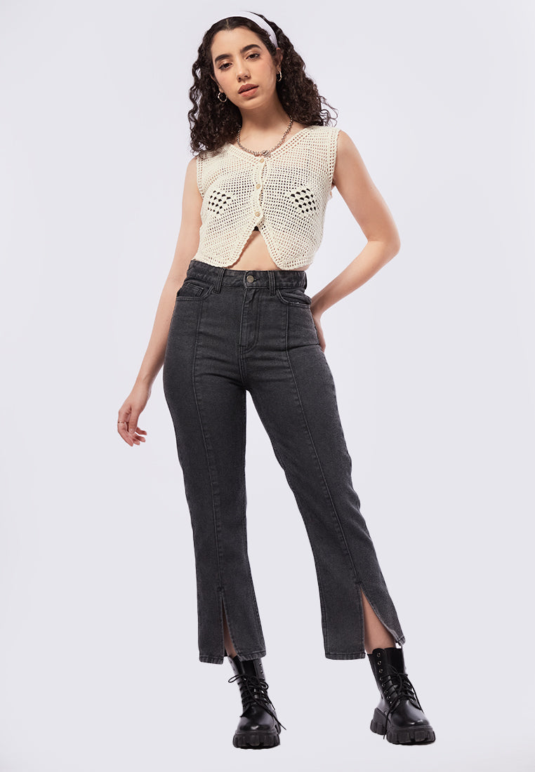 Straight Fit Jeans with Slit Details
