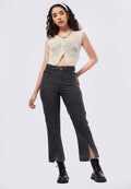 Straight Fit Jeans with Slit Details