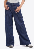 Printed Cargo Denim Pants