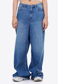 Denim Pants with Side Fringe Details
