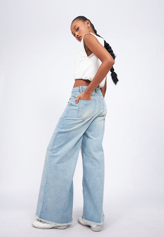 Crossover Waist Denim Pants