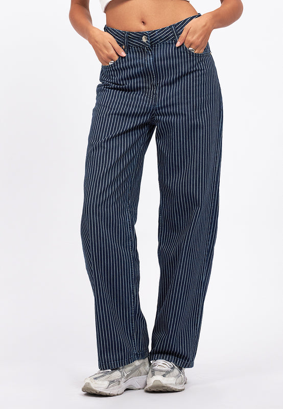 Straight Stripes Denim Pants