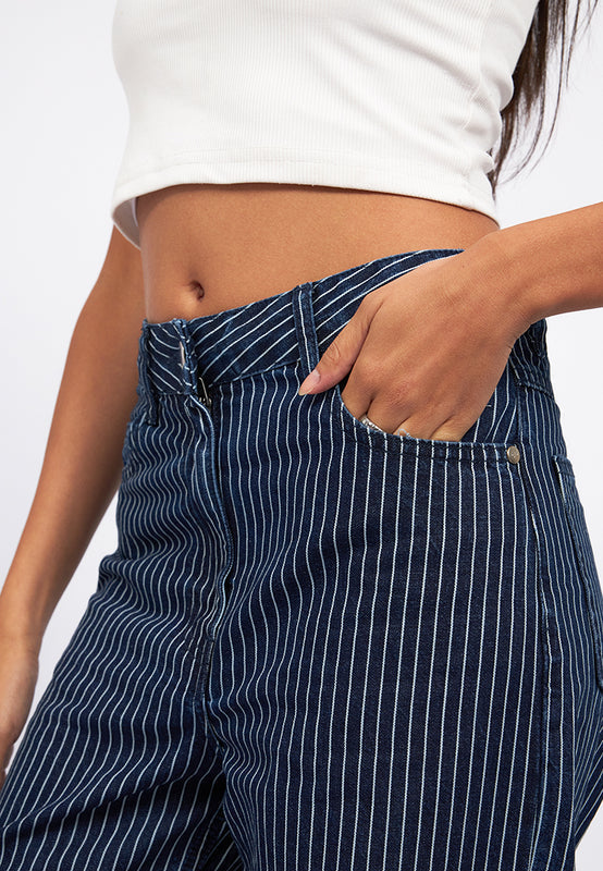 Straight Stripes Denim Pants