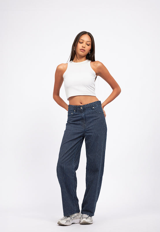Straight Stripes Denim Pants