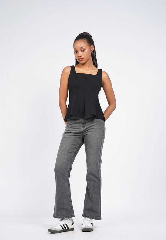 Regular Fit Flare Denim Pants