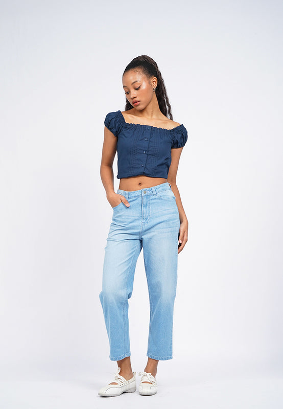 Regular Fit Ankle Length Denim Pants