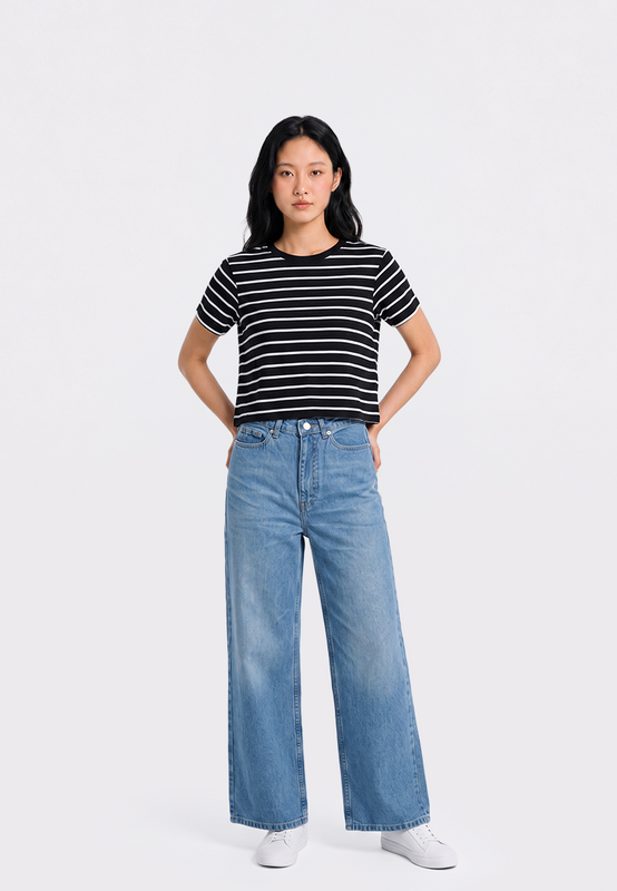 High Waist Wide Leg Denim Pants