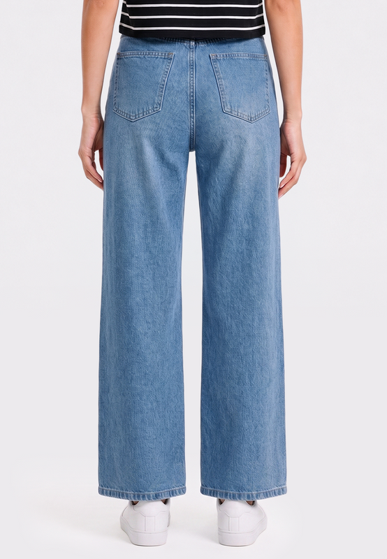 High Waist Wide Leg Denim Pants