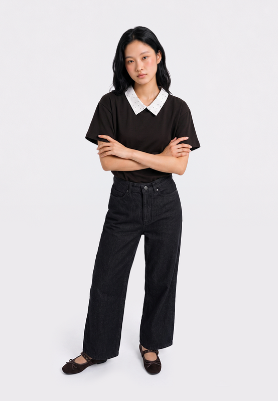 High Waist Wide Leg Denim Pants