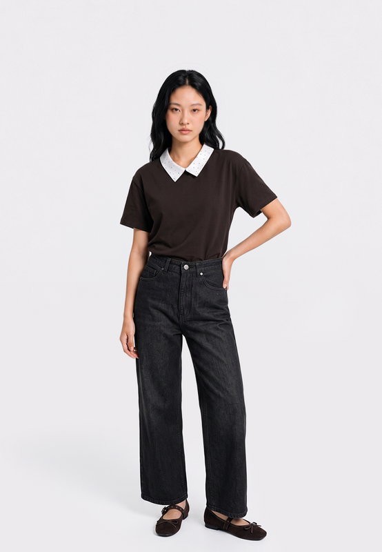 High Waist Wide Leg Denim Pants