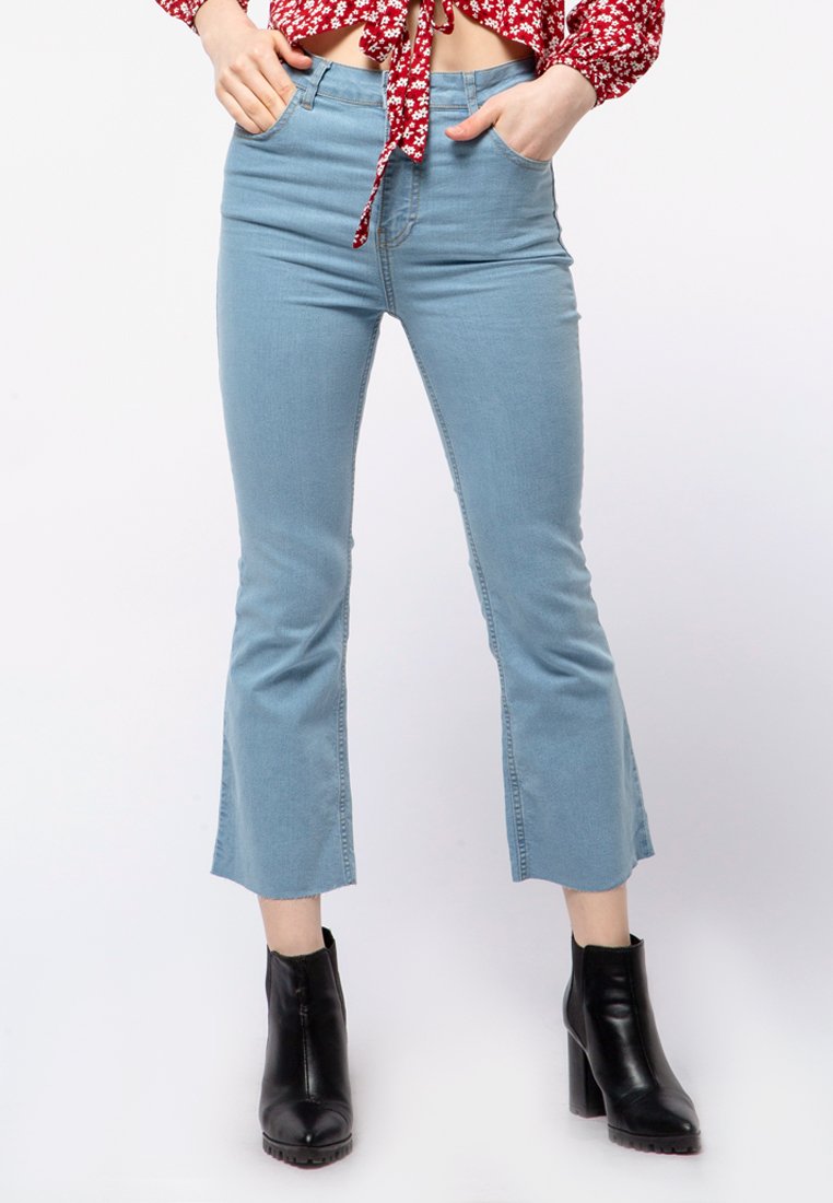 Cropped Flare Denim Pants