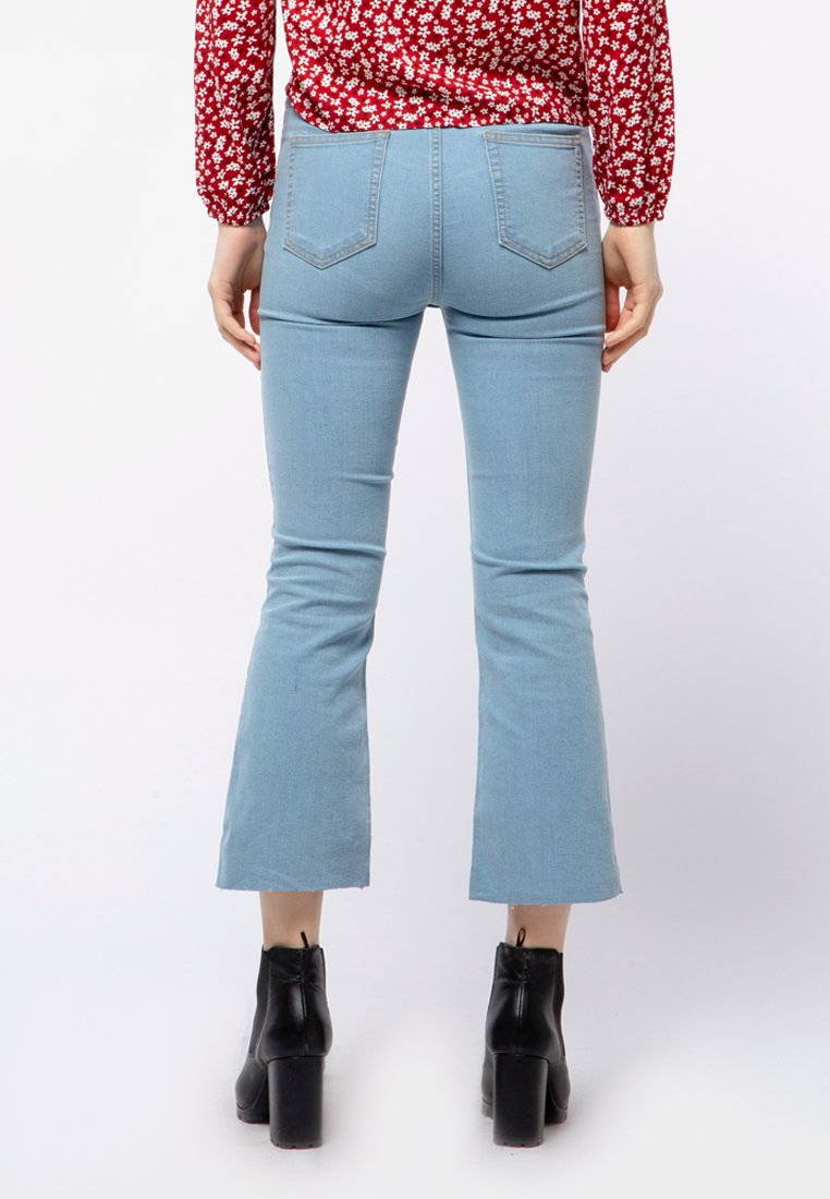 Cropped Flare Denim Pants