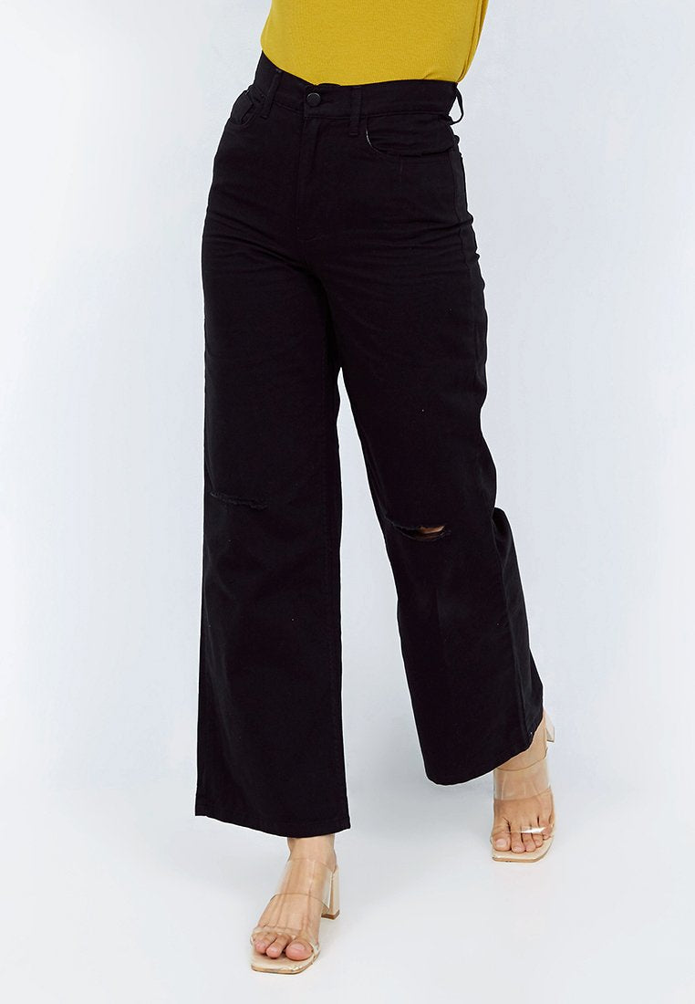 Wide Leg Ripped Denim