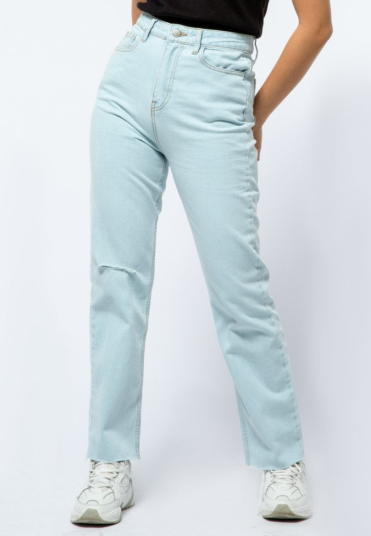Straight Denim with Ripped Details